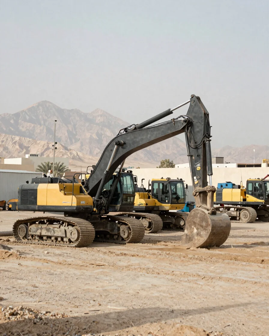 Industrial editorial photograph of heavy construction machinery p